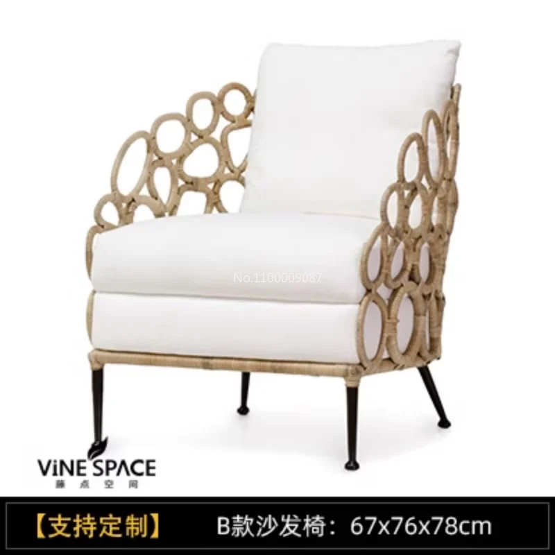 Personalizate în aer liber, balcon departamentul de vânzări model de camera Chineză stil Nordic hotel canapea single scaun rattan patio mobilier5