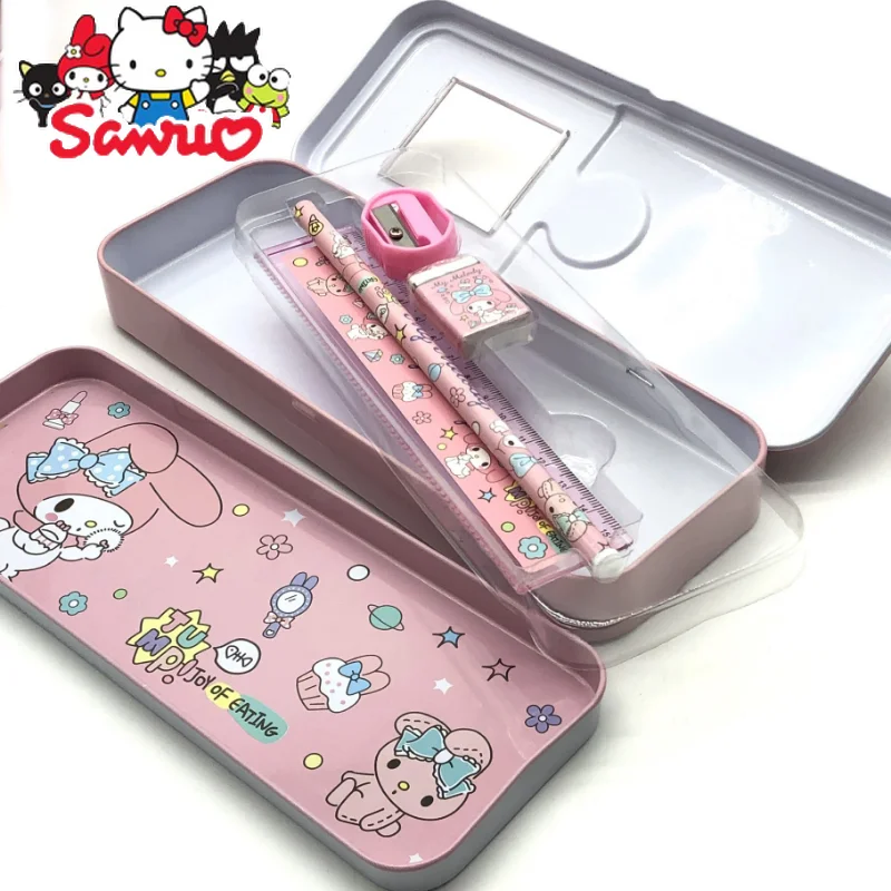 Sanrio Melodie Kuromi Hello Kitty Cinnamoroll Pochacco Student Dublu Deschis Papetărie Fier Caz Pen Cadou Creativ Premiul Creion5