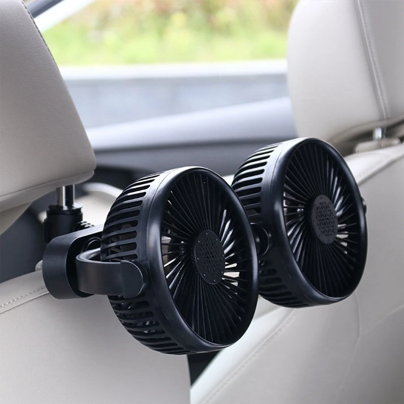 Scaun de masina din Spate a Ventilatorului de Răcire de Încărcare USB Dual Capul Fan 360 de Grade de Rotație Auto Tetiera Ventilator Gât Cooler Interior Masina5