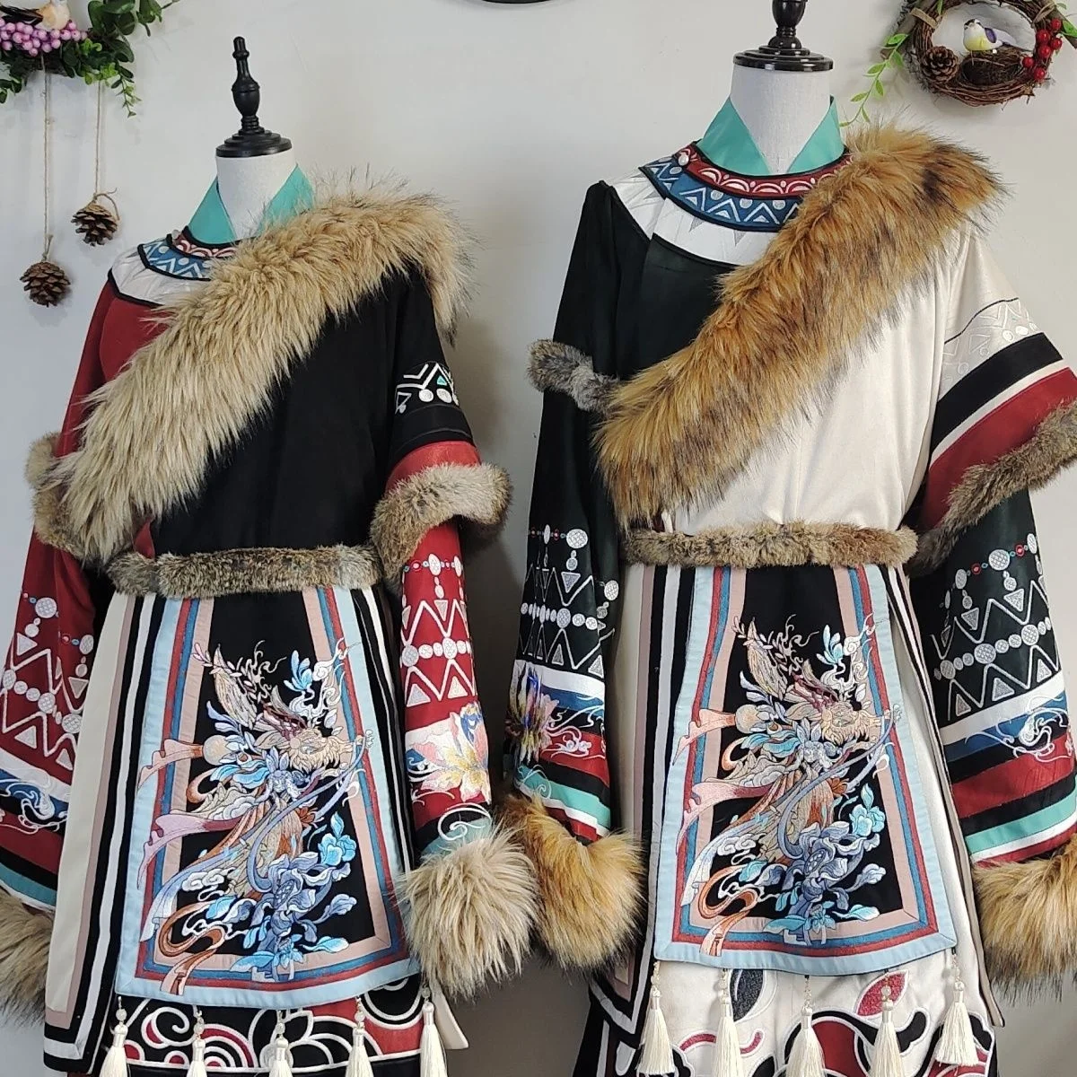 Tibetan Broderie Fotografie de Călătorie Îmbrăcăminte Hanfu Cuplu Stil Etnic Zhuoma cosplay costum haina de iarna5