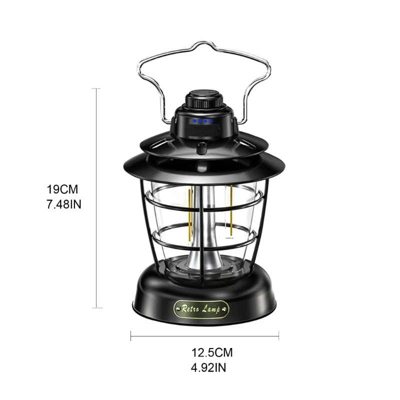 Y5LE Retro Lampa Portabila de Camping Lantern USB Reîncărcabilă Cort de Camping Lumina de Călătorie Epocă de Iluminat în aer liber Camping Lumina5