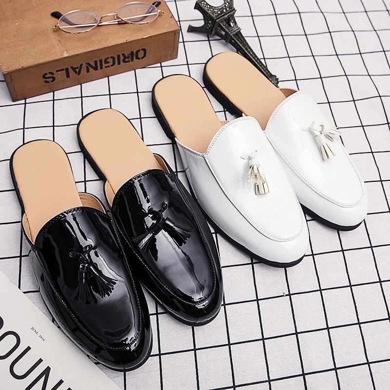 YEINSHAARS 2021 Brand de Lux din Piele de Brevet 38~46 Papuci Barbati Flip-Flops, Sandale Clasice Catâri Slide-uri în aer liber Om de Pantofi de lux5