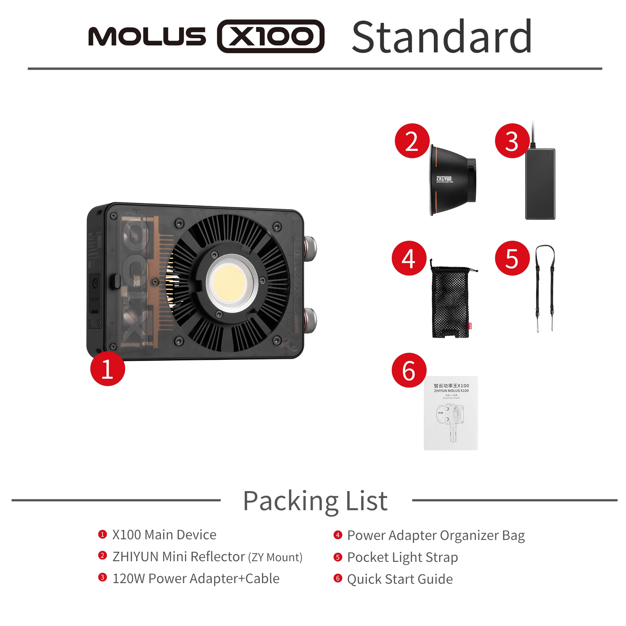 ZHIYUN Oficial MOLUS X100 100W ȘTIULETE de LED Lumina de Fotografie de Iluminat Lumina Video Video Shotting5