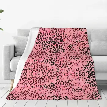 Leopard Print Fleece Coral de Pluș Arunca Pătură model Animal Pături pentru Casa Dormitor Super Moale Cuvertură de pat