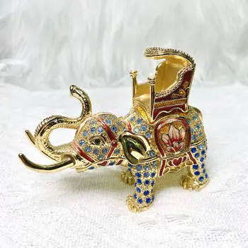 Thai Elephant Ornamente de Animale Aliaj Ambarcațiuni Email Ornamente de Culoare Pictate Diamant Încrustat Decor Camera pentru Colectie