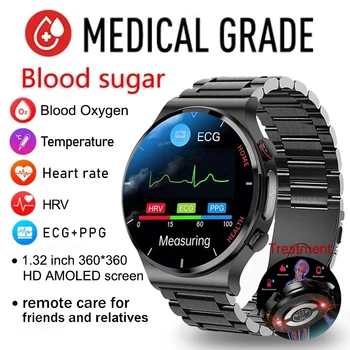 Sănătos de Zahăr din Sânge Ceas Inteligent Bărbați ECG+PPG Precis Temperatura Corpului Monitor de Ritm Cardiac Smartwatch HRV Tensiunii Arteriale Ceas 2023