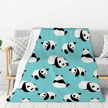 China Panda Desene animate de Imprimare Anti-pilling Flanel Pătură Picnic Călătorie Acasă Pat Canapea extensibilă Canapea Scaun Cadou Pătură