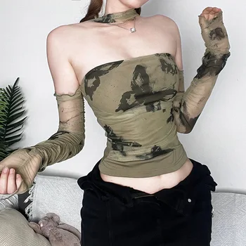 De înaltă Calitate 2023 Produsului Imprimare Mâneci Lungi Design T-shirt Primavara-Vara Sexy Culturilor Topuri Haine Bodysuit Moda Teuri Y2k Goth