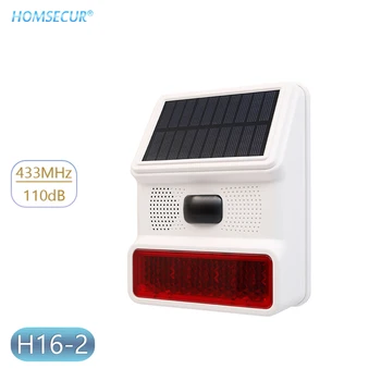 HOMSECUR H16-2 Alimentat cu energie Solară rezistent la apa Sirena Stroboscop Wireless 110dB 433MHz Pentru HOMSECUR WIFI 4G Sistem de Alarma