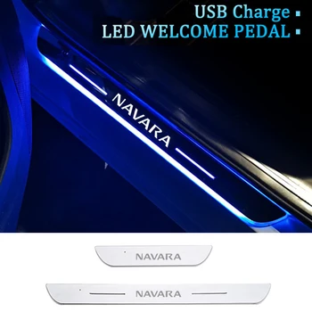 Masina Acrilice LED de bun venit Benzi pentru Nissan Navara Pedalei Fata Spate Praguri portiere Cale de Lumină USB Mișcare Accesorii Decorative