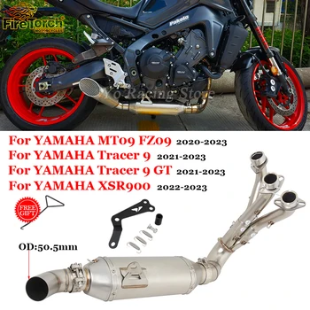 Alunecare Pentru Yamaha MT09 MT-09 Tracer 9 900 GT XSR900 2020 - 2023 Motocicleta de Evacuare Modifica Față la Mijlocul Link-ul de Țeavă 51mm Toba Moto