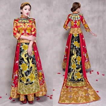Chineză stil de Stele spectacol nunta Broderie cheongsam halat rochie de îmbrăcăminte pratensis dragon rochie de seara rochie de noiva Qipao Vestidos