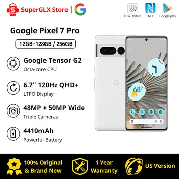 De Brand Nou Google Pixel 7 Pro 5G Telefon Android Smartphone Deblocat cu Obiectiv cu Unghi Larg - 128GB - Obsidian/Zăpadă/Hazel Celulares