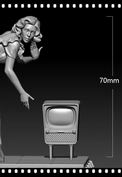 Nevopsită Rășină Model Kituri de 70mm Femeie Și TV GK Rășină Model Figura Anime 3D de Imprimare Garaj Kit 677