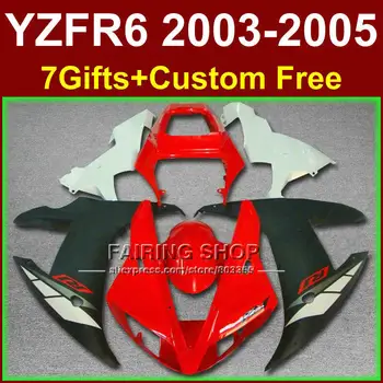 Montarea corpului piese pentru YAMAHA carenajele YZF R6 2003 2004 2005 ABS alb rosu negru carenaj kit r6 03 04 05 +7gifts K7FR