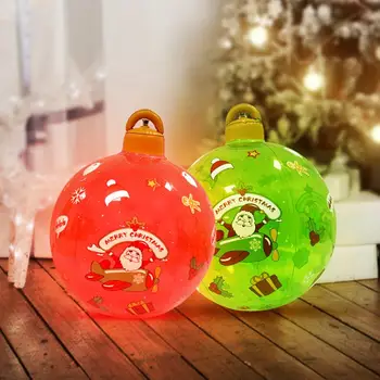 PVC Gonflabile de Crăciun Minge PVC Gonflabile Luminate Ornamente Minge Cu Lumini Colorate Încărcare Solară 20 Inci Plus Mare