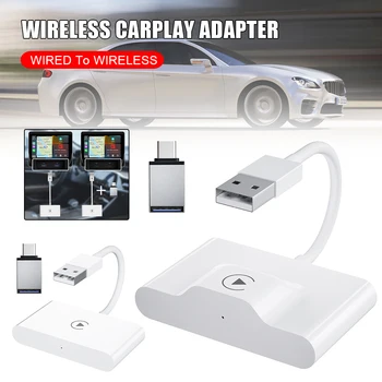 Wireless CarPlay Adaptor Plug and Play Cablu la Wireless Dongle pentru iPhone Apple CarPlay 2.4 G&5G WiFi Auto Pairing OTA Upgrade