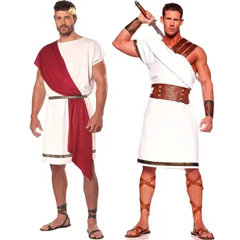 Grec Antic Roman Costum De Gladiator Barbati Adulti Halloween, Carnaval, Petrecere Zeita Greaca Cosplay Roman Soldat Rochie Fancy