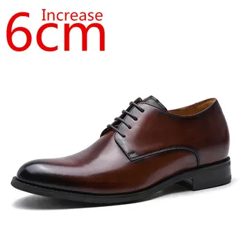 Oamenii Formale Nunta, Pantofi de Piele a Crescut de 6 cm din Piele Hand-made de Cusut Crescute Pantofi Business Casual Barbati Pantofi Derby