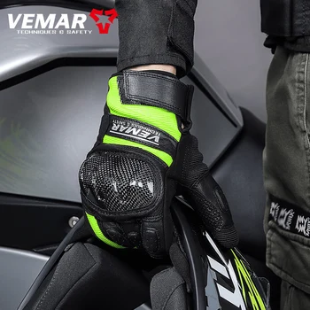VEMAR VE-312 piele de Oaie&Ultra Fibra de Vară Mănuși de Motociclete Negru Verde Fluorescent Portocaliu de Curse Off-Road Guantes Moto