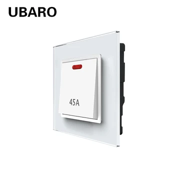 UBARO 45A Buton Comutator Standard UE de Îmbunătățire Acasă Cu Alb Negru Temperat Pahar de Cristal Panou 100-240V