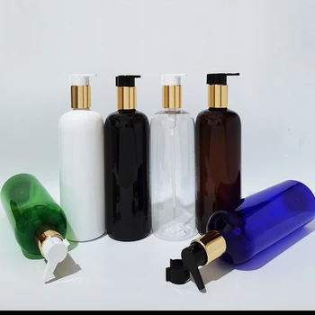 15buc 500ml Gol Guler de Aur Lotiune de Pompa din Plastic Negru Sticle,Dozator de produse Cosmetice Recipient Pentru Sampon Gel de Dus Sapun Lichid