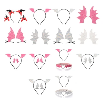 2023 Nou desen Animat Animale Aripi de Liliac Formă de Susținere & Cravată Costum de articole pentru acoperirea capului pentru Petrecerea de Halloween Rochie Fancy Cosplay Unisex