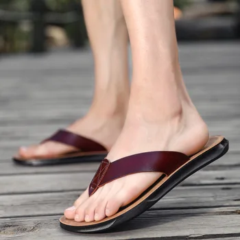De vară pentru Bărbați papuci de Înaltă Calitate din Piele Interior Slide-uri de Sandale de Plaja Anti-alunecare Zapatos Hombre Pantofi Casual en-Gros