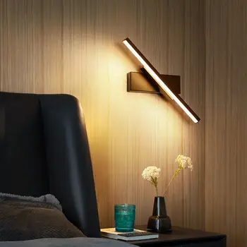 Modernă cu LED-uri Lămpi de Perete Minimalist Fâșie Lungă 330° Rotativ Alb Negru Tranșee Camere de zi Dormitor Studiu de Iluminat Lustre