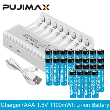 PUJIMAX 1.5 V AAA 1100mWh Baterie Reîncărcabilă Li-ion Original Cu 8-slot Inteligent Încărcător de Baterie Pentru Telecomanda Lanterna