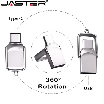 JASTER Mini Metal 64GB Tip C Ultra Dual USB Flash Drive Memory Stick Degetul mare Pen Drive Adaptoare Cadouri pentru Afaceri Flash Drive