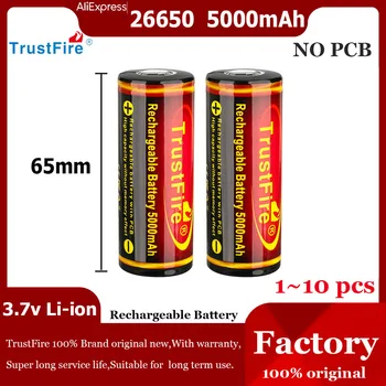 Acumulator TrustFire 26650 5000mAh de Mare Capacitate 3.7 V Baterie cu Litiu 65MM PCB Pentru Lanterna Power Bank Baterii Reîncărcabile Li-ion