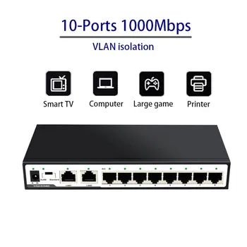 Fast Ethernet joc 10Ports switch gigabit Internet Splitter Ethernet Inteligent de Rețea de Comutare 10/100/1000mbps RJ45 Hub RJ45 comutator