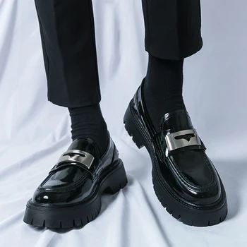 Vara nou stil business casual din piele pantofi cu cap rotund tineret fund gros pantofi pentru bărbați