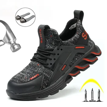 Pantofi pentru Bărbați de Siguranță Pantofi de Lucru cu Oțel Tep Respirabil Puncție-Dovada de Construcție Cizme Barbati Pantofi de protecție Dimensiunea 46