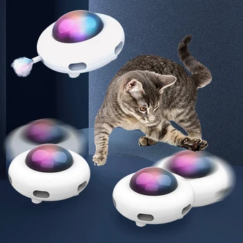 Jucarie pisica Inteligent Teaser animale de Companie placă Turnantă Prinderea de Formare jucării de Încărcare USB Cat Teaser Înlocuibile Pene Interactive Auto